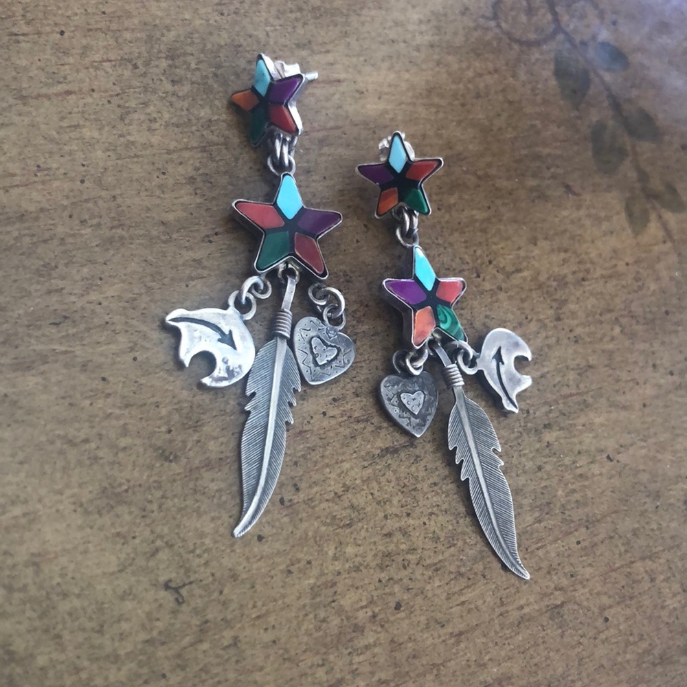 Sterling Silver Southwestern Style Earrings GUC